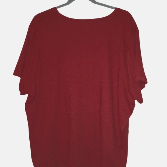 Madewell  3X Deep Carmine Red V Neck Short Sleeve Tee-Shirt- crop style - Picture 2 of 13